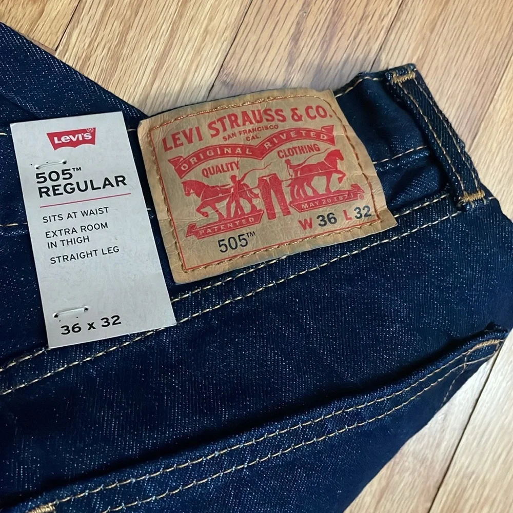 Levi's 505 Regular Jeans Dark Wash‎ Size W36 L32